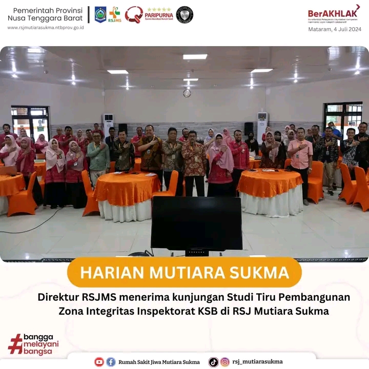 DIREKTUR RSJMS MENERIMA KUNJUNGAN STUDI TIRU PEMBANGUNAN ZONA INTEGRITAS INSPEKTORAT KSB DI RSJ MUTIARA SUKMA